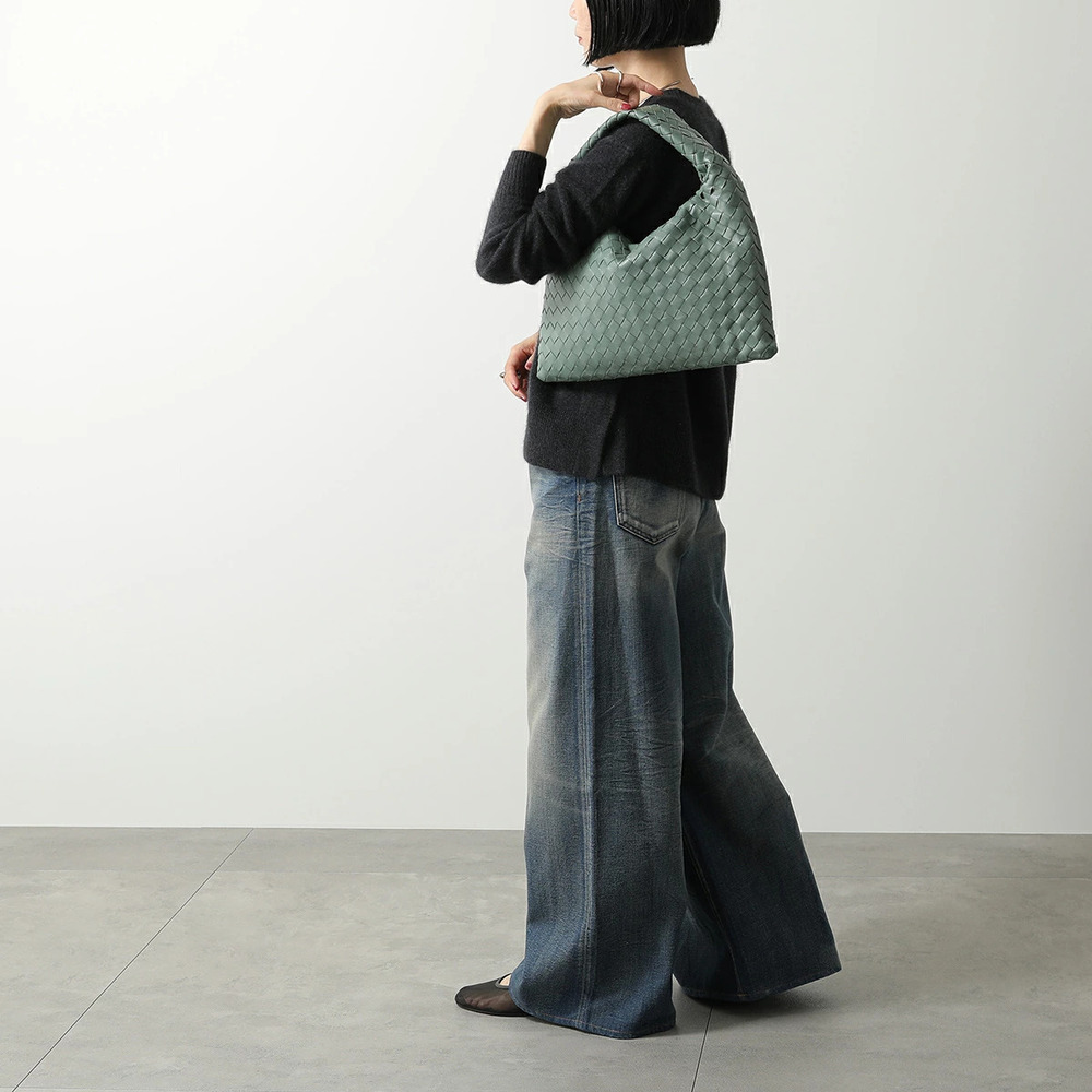 Bottega Veneta Handbag Intrecciato HOP Leather Tote Bag Black